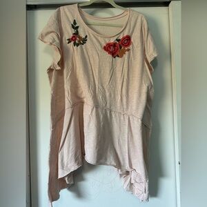 Lane Bryant Floral Embroidered Asymmetrical Top